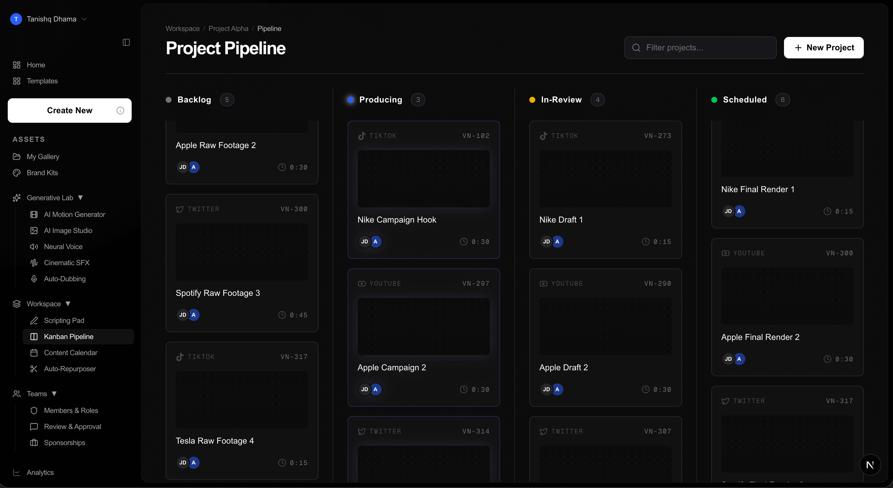 Kanban Pipeline Mockup